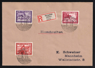 1941 (9 Sep) Third Reich, Germany, Registered Cover from Konigsfeld im Schwarzwald to Mannheim franked with 8pf, 12pf, 24pf (Mi. 774 - 775, 778, Special Cancellations, CV $40)