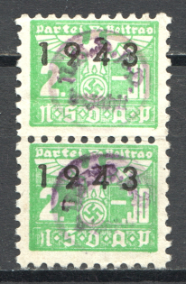 1942 Cinderella `NSDAP` Membership Fee Pair `2.30` (Cancelled)