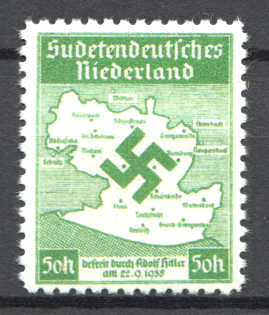 1938 Sudetenland Germany Propaganda Local Issue 50 H (Forgery, MNH)
