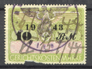 1943 Reich Court Fee Stamp 10 Rm (Cancelled)