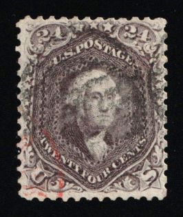 1862 24c Washington, United States, USA (Scott 78, Cetificate, Used, CV $400)