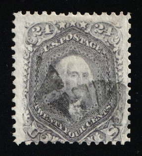 1862 24c Washington, United States, USA (Scott 78, Dark-Lilac, Cetificate, Used, CV $425)