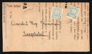 1945 (10 Sep) Village People's Committee from Chornogolova, Carpatho-Ukraine, Document franked with 20f