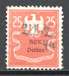 Germany Medical Certificate Revenue 25 Rpf (Cancelled)