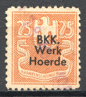 Germany Medical Certificate Revenue 25 Rpf (Cancelled)