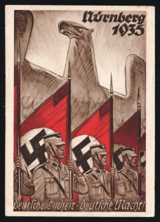 1935 (15 Sep) 'Reich Party Rally of the NSDAP in Nuremberg', Third Reich, Germany, Propaganda Postcard, Nazi Germany