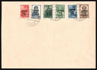 1941 (12 Sep) Latvia, German Occupation, Germany, Cover from Riga franked with full set of Mi. 1 - 6 (CV $550)