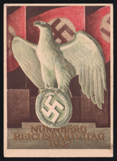 1937 (11 Sep) 'Reich Party Rally of the NSDAP in Nuremberg', Third Reich, Germany, Propaganda Postcard, Nazi Germany