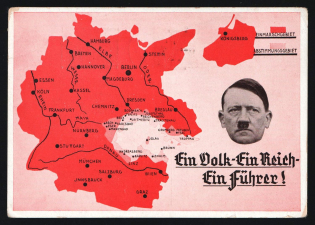 1939 (13 Mar) 'One People - One Reich - One Leader!', Exhibition of the NSDAP, Third Reich, Germany, Propaganda Postcard
