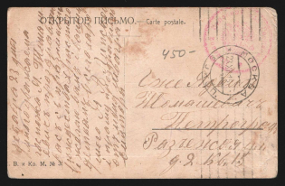 1915 Field Hospital No. 53 WWI postcard to Petrograd with red medical handstamp