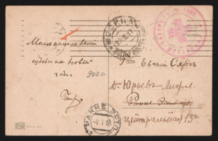 1918 City Hospital No. 1532 WWI postcard to Pakke with violet medical handstamp