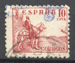 Third Reich Germany Swastika on Spain Stamp 10 C (Cancelled)