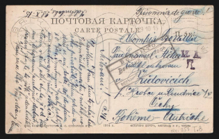 1915 Vyatka Censorship, WWI Censored POW postcard from Vyatka to Austria with black boxed censor handstamp 'Opened by censor 31'
