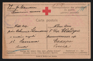 1918 Moscow Censorship, WWI POW Censored postcard from Austria to Samara with black round censor handstamp 'Viewed by censor 590' and Vienna cs