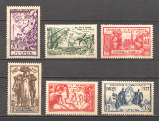 1937 St. Pierre & Miquelon French Colony (CV $20, Full Set)
