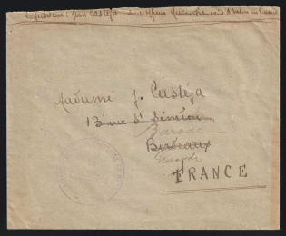 1915-17 WWI Russia French Air Force Military Aviation Mission redirected cover to Bordeaux France