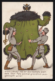 1914-18 'Fur from Nicholas' WWI European Caricature Propaganda Postcard, Europe