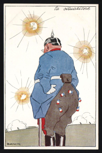 1914-18 'The situation' WWI European Caricature Propaganda Postcard, Europe