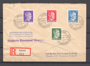 1943 Germany Occupation of Ukraine Reich Cover Zhytomyr - Dresden
