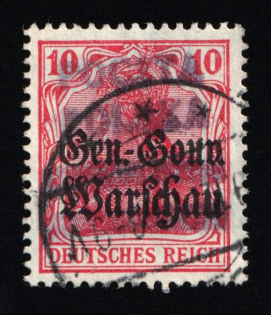 1918 10pf Pultusk Local Issue, Poland (Fi. 5, Used, CV $40)