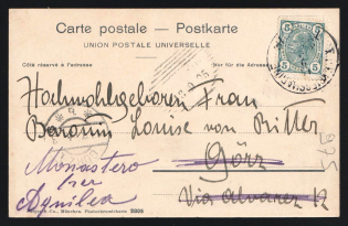 "1905 Austria Naval Post K.u.K. Kriegsmarine SMS ""Taurus"" postcard PPC (Turkey Constantinople Boujonkdere) military mail to Gorz"