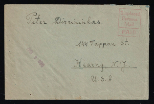 1947 (6 Dec) Lithuania, Baltic DP Camp, Displaced Persons Camp, Cover from Germany to New Jersey (U.S.A.) (Rare)