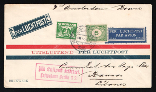 1930 (May 1) First flight cover Amsterdam - Kaunas (Netherlands Consulate of Kaunas), Appropriate transit & receiving cancels