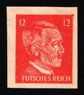 12pf Hitler-Skull, 'Futsches Reich', Private Issue Propaganda Forgery of Hitler Issue, Anti-German Propaganda (Imperforate)