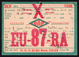 1928 Radio Telegram Postcard, 'Society of Friends of Radio', Soviet Union, Russia