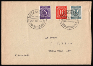 1946 (24th May) Altenstadt (Hessen), Lithuania, Baltic DP Camp, Displaced Persons Camp, Cover franked with 6pf, 8pf and 12pf, Allied Occupation Zone, Germany (Mi. 916, 917, 919, Special Black Handstamp)