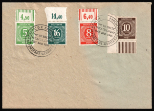 1946 (24th May) Altenstadt (Hessen), Lithuania, Baltic DP Camp, Displaced Persons Camp, Cover franked with 5pf, 8pf, 10pf and 16pf, Allied Occupation Zone, Germany (Mi. 915, 917, 918, 923, Special Black Handstamp)