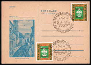 1947 (5th Oct) Detmold, Lithuania, Baltic DP Camp, Displaced Persons Camp, Postcard franked with 20 + 80pf, Germany (Wilhelm 4 A)