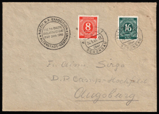 1946 (24th May) Altenstadt (Hessen), Lithuania, Baltic DP Camp, Displaced Persons Camp, Cover franked with 8pf and 16pf, Allied Occupation Zone, Germany (Mi. 917, 923)