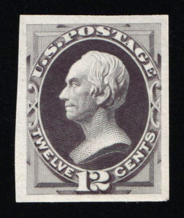 1870-71 12c Henry Clay, United States, USA (Scott 151P3, Dull Violet, Proof, Imperforate, Thin Paper, Plate on India Paper)