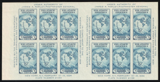 1934 3c National Stamp Exhibition Issue, United States, USA, Block of Twelve (Scott 735, Dark Blue)