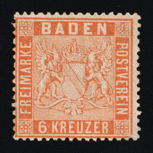 1861 6Kr Baden, German States, Germany (Mi. 11 b, CV $120)