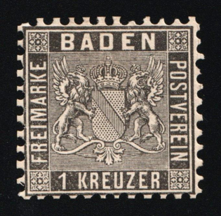 1862 1Kr Baden, German States, Germany (Mi. 13 a, Signed, CV $100)