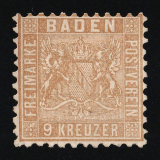 1862 9Kr Baden, German States, Germany (Mi. 15 b, Signed, CV $70)