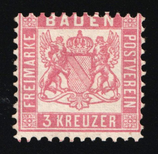 1862 3Kr Baden, German States, Germany (Mi. 18, CV $70)
