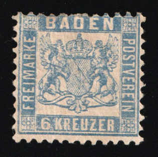 1864 6Kr Baden, German States, Germany (Mi. 19 a)