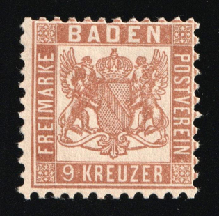 1866 9Kr Baden, German States, Germany (Mi. 20 a, CV $30)