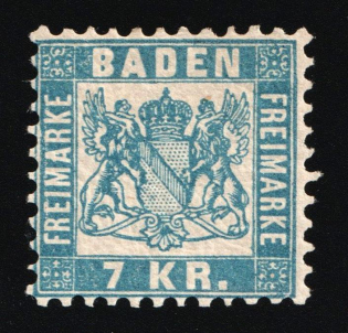 1868 7Kr Baden, German States, Germany (Mi. 25 a, CV $30)