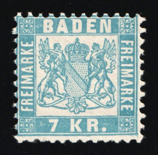 1871 7Kr Baden, German States, Germany (Mi. 25 b, Signed, CV $130, MNH)