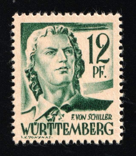 1947-48 12pf Wurttemberg-Hohenzollen, French Zone of Occupation, Germany (Mi. 4 var, Irregular Paper, Red Gum, Certificate, MNH)