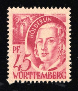 1947-48 45pf Wurttemberg-Hohenzollen, French Zone of Occupation, Germany (Mi. 9 var, Irregular Paper, Red Gum, Certificate, MNH)