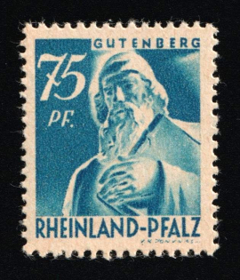 1947-48 75pf Rhineland-Palatinate, French Zone of Occupation, Germany (Mi. 13 var, Irregular Paper, Red Gum, Certificate, MNH)
