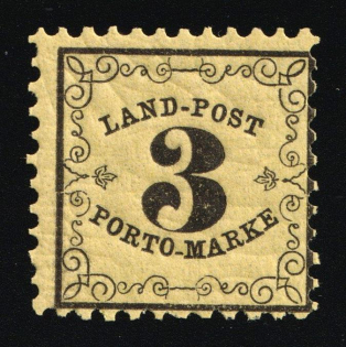 1863 3Kr Baden, German States, Germany, Postage Stamp (Mi. 2 x, MNH)