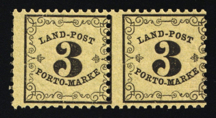 1863 3Kr Baden, German States, Germany, Postage Stamps, Pair (Mi. 2 x, MNH)