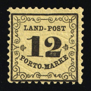 1863 12Kr Baden, German States, Germany, Postage Stamp (Mi. 3 x, Signed, CV $50)