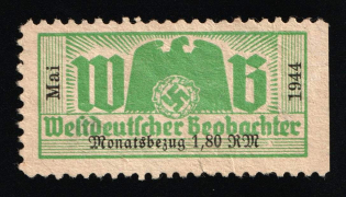 1944 'West German Observer', Monthly Сontribution, Third Reich, Germany, Revenue